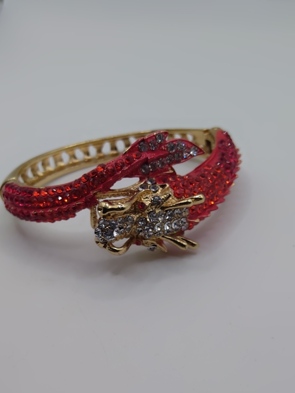 Dragon Clamper Orange, Red and Clear Rhinestones - Picture 4 of 7